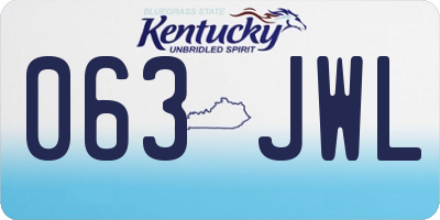 KY license plate 063JWL