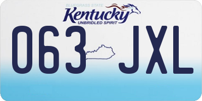 KY license plate 063JXL