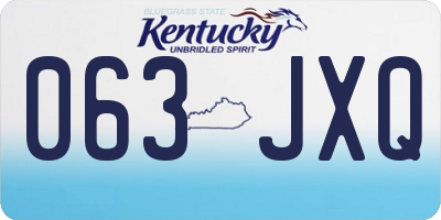 KY license plate 063JXQ