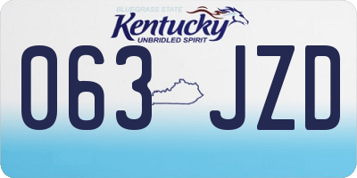 KY license plate 063JZD