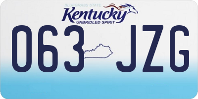 KY license plate 063JZG