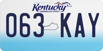 KY license plate 063KAY