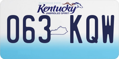 KY license plate 063KQW