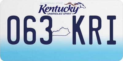 KY license plate 063KRI