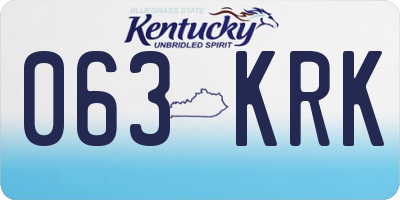KY license plate 063KRK