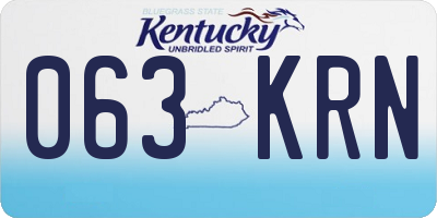 KY license plate 063KRN
