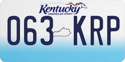 KY license plate 063KRP
