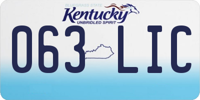 KY license plate 063LIC
