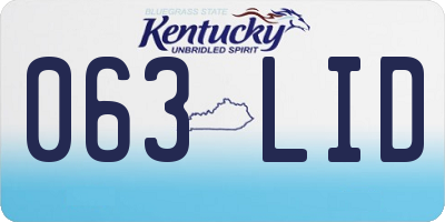 KY license plate 063LID