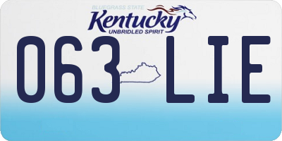 KY license plate 063LIE