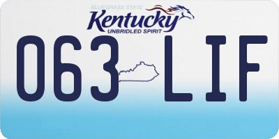 KY license plate 063LIF