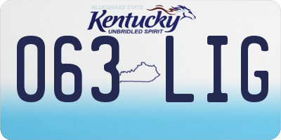 KY license plate 063LIG