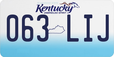 KY license plate 063LIJ