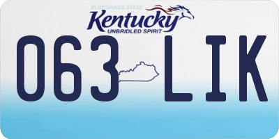 KY license plate 063LIK