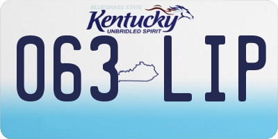 KY license plate 063LIP