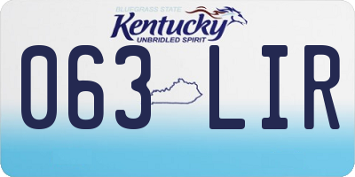 KY license plate 063LIR