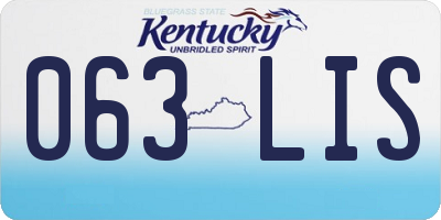 KY license plate 063LIS