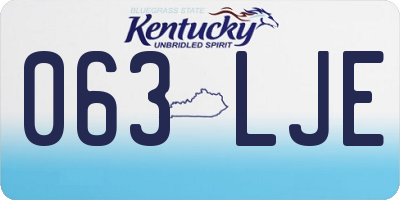 KY license plate 063LJE