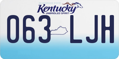 KY license plate 063LJH