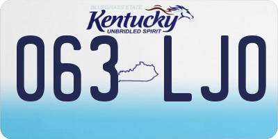 KY license plate 063LJO