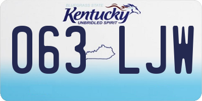 KY license plate 063LJW