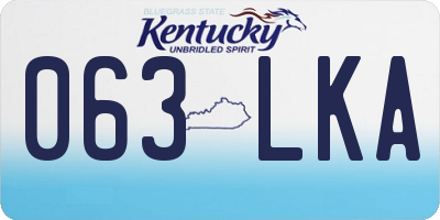 KY license plate 063LKA