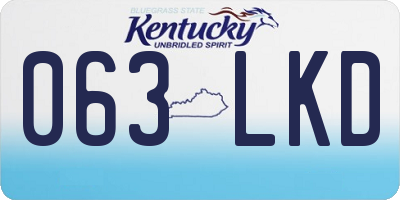 KY license plate 063LKD