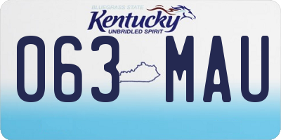 KY license plate 063MAU