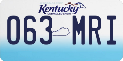 KY license plate 063MRI