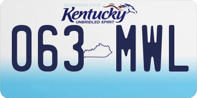 KY license plate 063MWL