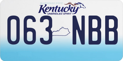 KY license plate 063NBB