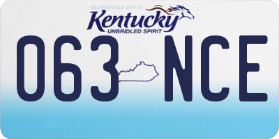 KY license plate 063NCE