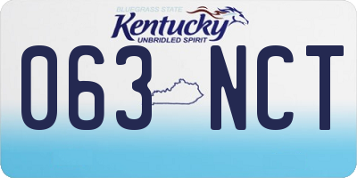 KY license plate 063NCT