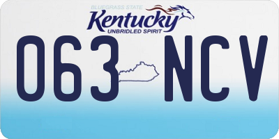 KY license plate 063NCV