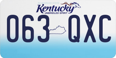 KY license plate 063QXC