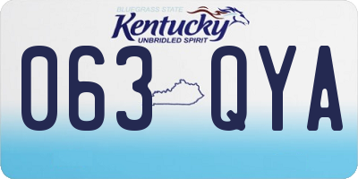 KY license plate 063QYA