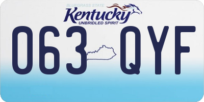 KY license plate 063QYF