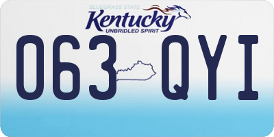 KY license plate 063QYI