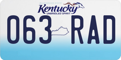 KY license plate 063RAD