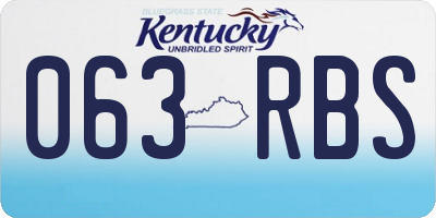 KY license plate 063RBS