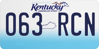 KY license plate 063RCN