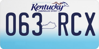 KY license plate 063RCX