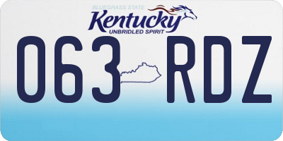 KY license plate 063RDZ