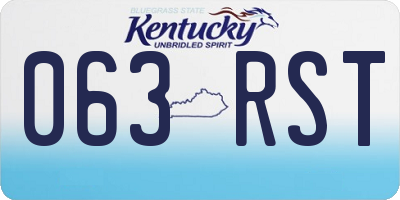 KY license plate 063RST