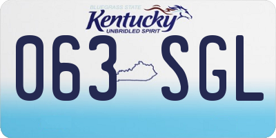 KY license plate 063SGL
