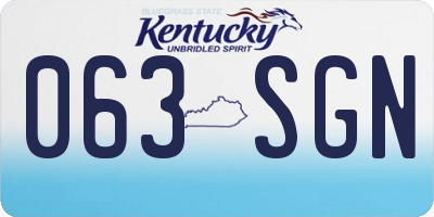 KY license plate 063SGN