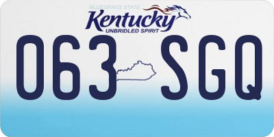 KY license plate 063SGQ