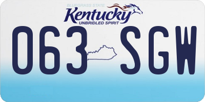 KY license plate 063SGW