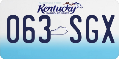 KY license plate 063SGX