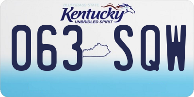 KY license plate 063SQW